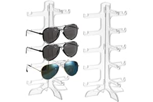 Ksvaye 2 Piezas Soporte de Exhibición de Anteojos 5 Capas Organizador para Gafas de Sol Estante de Anteojos de Plástico Expositor Gafas para Anteojos de Miopía, Gafas de Lectura (Transparente)