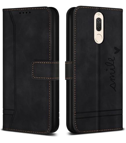 BoxTii Cover per Huawei Mate 10 Lite/Nova 2I, Custodia in PU Pelle Portafoglio per Huawei Mate 10 Lite/Nova 2I, Magnetica Cover a Libro con Slot per Schede, Nero