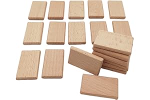 ANKTILY Unfinished Blank Wood Pieces Laser Engraved Blank Labels Beech No Hole Wood Cutouts Discs for DIY Craft Supplies Painting Ornaments (Rectangle, Pack of 20)