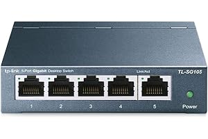TP-Link TL-SG105 5-Ports Gigabit Netzwerk Switch (bis 2000 MBit/s im Vollduplexmodus, geschirmte RJ-45 Ports, Metallgehäuse, 