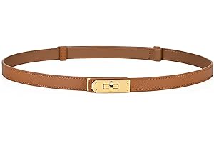 HATOFES Women Ladies Skinny Leather Belt Classic Alloy Turn Lock Ladies Adjustable Leather Belt Slim Thin Waist Belt Waistband Decorative Belt For Jeans Dresses FashionPants Coat