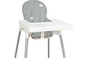 Lomgwumy for IKEA High Chair Cushion, For Antilop Cushion, High Chair Pad For IKEA Antilop Highchair, Cotton Non-Slip, Soft, Baby Sitting More Comfortable (Grey Crown)