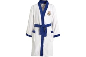 ASDITEX Real Madrid Albornoz Escudo Bordado. 100% algodón con Acabado de Rizo. Producto Oficial