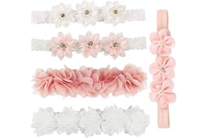 Bandeaux à Fleurs pour Bébé Fille,3 Pièces Bébé Fille Bandeau Cheveux Bandeaux Gros-grain pour Petites Filles pour Bébé, Fille, Tout-petit, Enfants Comme Fête, Accessoires de Photographie