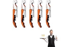 MADEHAY Tire Bouchon en Acier Inoxydable,3 en 1,Ouvre-Bouteilles de Bière Bhampagne Vin (orange/5 pièces)