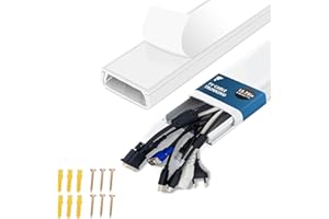 shinfly TV Cable Trunking 0.4m – PVC Wire Tidy for Wall Wire Cover, Hides 1~10 Cables, Self-Adhesive Cable Trunking – Ideal for TV Installation – 15.75in(L) x2.36in(W) x0.71in(H) - White