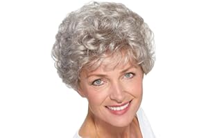 DKE&YMQ Parrucca Corta, Soffici Capelli Corti E Capelli Ricci Parrucche Per Donne Capelli Umani, Capelli Naturali Per Uso Quotidiano Adatti a Donne E Ragazze Di Mezza Età E Anziane