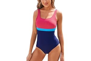 TcIFE Maillot de Bain Une pièce Femme Sport U-Back Swimsuit Taille Haute Amincissant Dos Nu Bra Push Up Rembourré Monokini