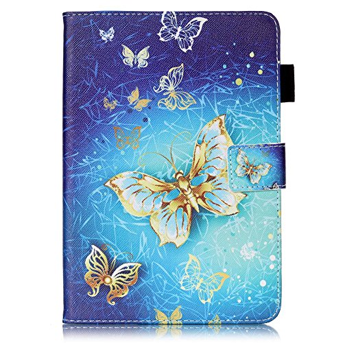 iPad Mini 1/2/3 Hülle, Deenor Bunte Malerei and Stylish Wallet Hülle PU Leather Abdeckung Stand Flip Schutzhülle Hülle für Apple iPad Mini 1/2/3 Generation.[Golden butterfly] - 2
