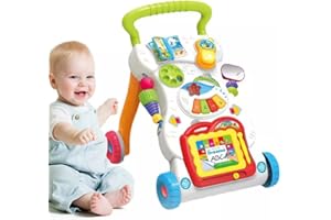 GZIZTX Baby Walker 7-in-1 Toddler First Steps Push Walker, Walker Toy for 1 Year Olds with Handle and Smooth Wheels, Music Walker for Boys Girls