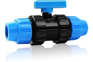 MaxEarn Válvula de bola de tubo de polietileno de 25 mm, conector rápido de plástico, accesorios de polipropileno para tubos de polietileno, conexiones de manguera, válvula de bola con tapa azul