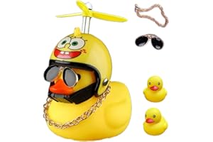 ACEDOAMARE Duck Bike Bell, Cute Rubber Yellow Duck Bicycle Accessories with LED Light Propeller Helmet Squeeze Horns for Cycling Motorcycle Car Handlebar Bicycle