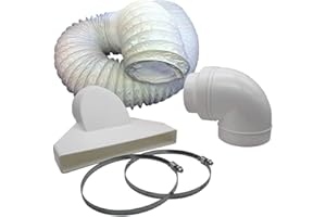 I-SELLS Warm Air Exhaust Kit with PVC Hose and Window Vent Attachment (125mm (5 inch))