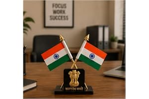 Indian Flag Car Dashboard Decor | Mini Tiranga Flag for Car Dashboard | National Flag Showpiece for Vehicle Interior (FLAG-06