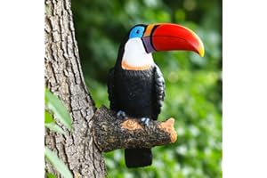 NORHOR Tucano di realistico,Statue da giardino, ornamenti da giardino in resina, falso uccellini, per giardino, animali, da appendere, decorazione pastorale, decorazione per esterni.
