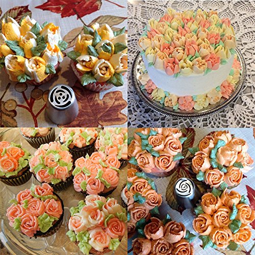 Russische Paspelierung Tipps 39 Stück, Spritzbeutel Düsen DIY Backen Werkzeug für Kuchen Dekoration, 23 Größe Edelstahl Russische Tipps, 1 Dreifarbige Kupplung und 15 Einweg Gebäck Staubbeutel. Best Küche Geschenk - 2