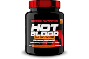 Scitec Nutrition Hot Blood Hardcore, Bebida en polvo de pre-entreno con aminoácidos y creatina, 700g, Orange Juice