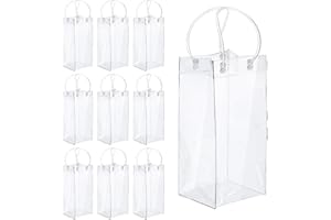 PUMMNY 10 Piezas Bolsa De Vino Ice Bag, Bolsas de Vino de PVC para Hielo Transparent, Bolsas para Botellas de Vino de Hielo Plegable, Bolsa de Hielo Para Vino, para Pubs y Restaurantes, Hogar