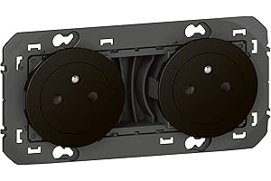 LEGRAND - Prise Double Murale 16A avec Terre dooxie Surface - Prise 2P + T Affleurante avec Fond Rétractable - Fabriqué En France - Noir