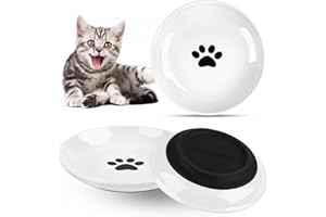 KFDDRN Ceramic Cat Bowl, Set of 3, Cat Bowl Set, Bowl with Non-Slip Rubber Base, Relieves Whisker Fatigue, Feeding Bowl for Cats and Small Animals, Cat Accessories for Pets