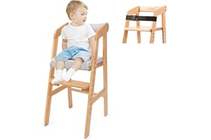 YOLEO Chaise Haute Evolutive en Bois pour bébé, Chaise Enfant Réglable, Fabriqué en bois de hêtre de haute qualité, Avec ceintures de sécurité, jusqu’à 12 ans et 90 kg