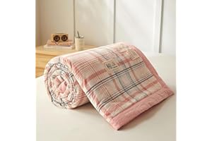 DOTBUY-SHOP Cotton Quilted Bedspreads, Check Quilt Bed Throws Cotton Filling Duvet Super King Single Double Size Children's Bed Quilted Throw for All Season (Pink,200x230cm)