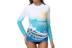 VAYAGER Women's Rash Guard UV Protection Shirt Long Sleeve UPF 50+ Swimming Shirt for Water Beach Surfing Swimming Quick Drying