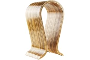 WINTERWORM Soporte de madera Omega para auriculares, pantalla de auriculares para juegos, suspensión para auriculares (madera de cebra)
