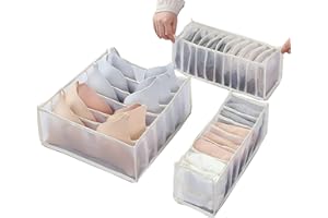 BBHKKL 3Pcs Organisateur De Tiroir De Sous-VêTements BoîTe De Rangement Pliable Boîte de Rangement à Tiroirs de Grande Capacité pour Ranger Sous-Vêtements, Chaussettes, Soutiens-Gorge (brun)