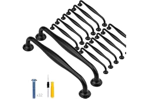 WZYTEU 16 pcs Poignee de meuble cuisine, Alliage d'aluminium Poignée Cuisine Distance de Trous 128mm avec 32 pcs Vis et Tournevis pour armoires de Cuisine tiroir Armoire matériel