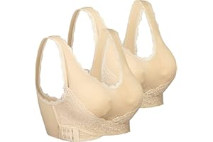 iClosam Reggiseno Senza Ferretto, Reggiseno Bra Pizzo Fibbia Laterale Anteriore con Imbottito Rimovibili per Sport Yoga Quotidiano