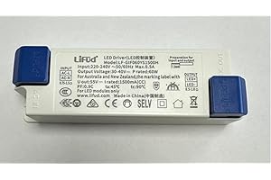 SUPERTECH LED LIGHTING (NW) LTD Lifud No Flicker 60W Male Driver1500mA for LED Ceiling Panels 220-240V DC30-40V-1500mA~ 50/60Hz LED Transformer