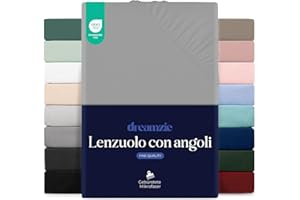 Dreamzie Lenzuolo con Angoli Matrimoniale 180x200 cm - Altezza Materasso fino a 33 cm- 100% Microfibra - Grigio - Certificato Oeko TEX, Lenzuola Letto con Angoli ed Elastico