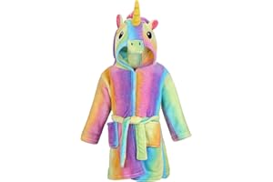 KAKU NANU Bademantel Kinder Mädchen Einhorn 4-11 Jahre Flauschig Warm Plüsch Bademantel Kuschelig Morgenmantel Kinder Geschenke Für Mädchen