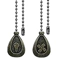 HASTHIP® Bronze Ceiling Fan Pull Chain Set, Ceiling Fan Pull Chain Extender Bronze Pendant 12 Inch Chain Ornament Pendant Pull Chain with Connector Ceiling Fan Bulb&Fan Ceiling Fan Pull Chain (2 Pack)
