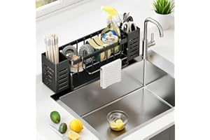 XZMCAT Porta Spugna Cucina Lavello, Portaspugne per Lavello Cucina, per Accessori da Cucina Spugne/Stracci/Detersivo per Piatti (con 100 Filtri per Lavello)