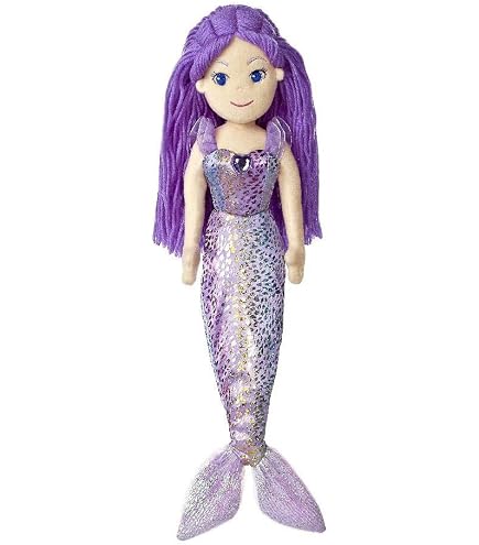Peluche Sirène 35 Cm DIVINA – Avec Couronne Brillante Et Queue Pailletée – Design Italien – Coloris Fuchsia