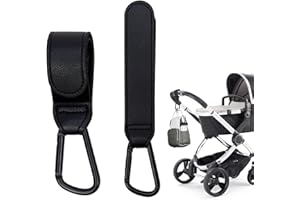CYBGQP 2 Stück Haken Kinderwagen, Kinderwagen Haken, Kinderwagenhaken, Kinderwagen Haken für Taschen, Kinderwagen Karabiner, Karabiner Kinderwagen, Taschenhalter Kinderwagen, Haken für Kinderwagen(Schwarz)