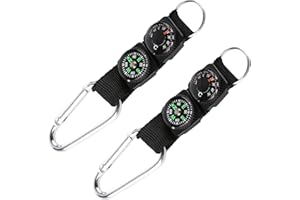 IUSOT Kompass Schlüsselanhänger Mit Thermometer Multifunktionales Outdoor-Navigationswerkzeug Karabiner Schlüsselanhänger Für Wanderungen Camping Praktischer Kompass Anhänger Für Abenteuer