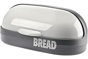 GALICJA Molly – Panera moderna – Caja de almacenamiento de pan – Panera de plástico – Panera para pan fresco – Panera con tapa – Almacenamiento de pan – 37 x 20 x 16 cm Gris