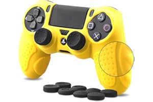 CHIN FAI for PS4 Controller Skin Case Cover with 8 Thumb Grips, Anti-slip Silicone Skin Grip Protector Cover Case For Sony PS4/ SLIM/PRO Controller (Yellow)