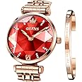OLEVS Ladies Watches Japanese Quartz Rose Gold Crystal Stainless Steel Fashion Women Wrist Watch Waterproof Luxury Dress