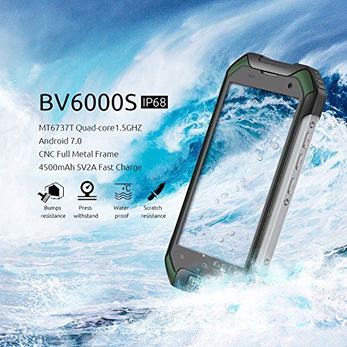 Blackview 4G T  l  phone Portable   tanche  BV6000S IP68 Smartphone Antichoc et Antipoussi  re  D  bloqu   T  l  phone 2 Go RAM   16Go ROM avec Appareil Photo 8MP   2MP  Doube SIM Mico NFC GLONASS  Verts