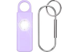 OQIMAX Osobisty alarm kieszonkowy z oświetleniem LED, 130 dB, syrena samoobrony, breloczek do kluczy, alarm paniczny, możliwość ponownego ładowania