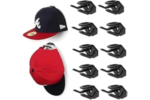 LACHT Support casquette,Lot 10 Crochets Autocollants Noirs pour Chapeaux - Porte Chapeau Mural Autoadhésif pour Casquette Baseball - Support Mural Sans Perçage pour Chambre Accroche Casquette
