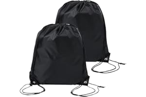 OWITER 2PCS Drawstring Bags Black Drawstring Bag for Kids Swim Gym Sports drawstring gym bag,swim bag kids,Football Bags