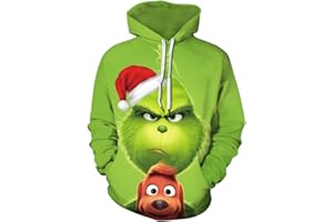 EUDOLAH Herren Hoodies 3D Druck Weihnachten Motiv mit Tasche