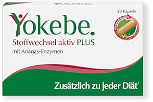 ‎YOKEBE Yokebe Plus Stoffwechsel aktiv - Stoffwechselkapseln mit Vitamin-B-Komplex und hochwertigen Ananas-Enzymen zur Unterstützung einer Diät - 28 Kapseln mit je 0,2 g = 5,6 g