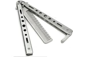 Buwico® Butterfly Balisong Trainer Training COMB Knife Tool Metal Practice silvery