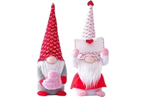 ENLACE 2 sztuki dekoracyjnych skrzatów walentynkowych, ręcznie robione walentynkowe krasnale pluszowe dekoracje, mini walentynkowa lalka bez twarzy na Walentynki, dla dziewcząt, przyjaciółki, żony